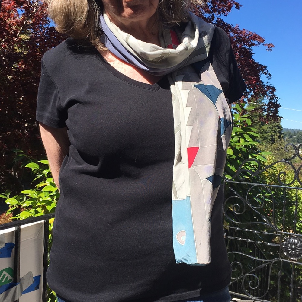 Silk long neck scarf